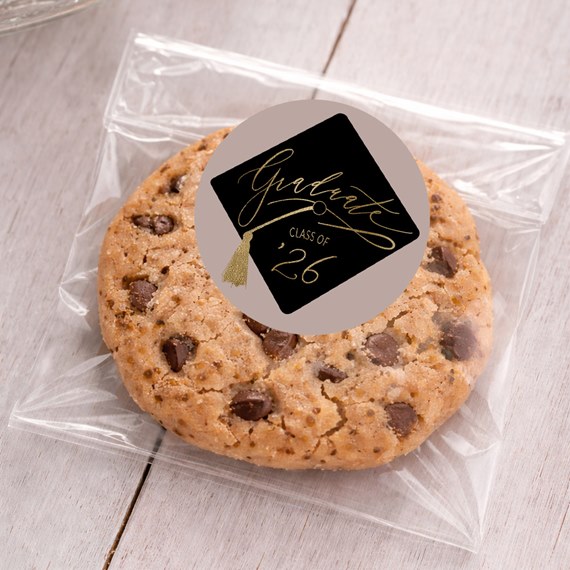graduation sticker on cookie package, photo placeholder