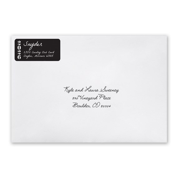 address label on white envelope with customizable text area