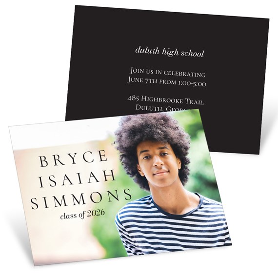 graduation announcement card with photo area