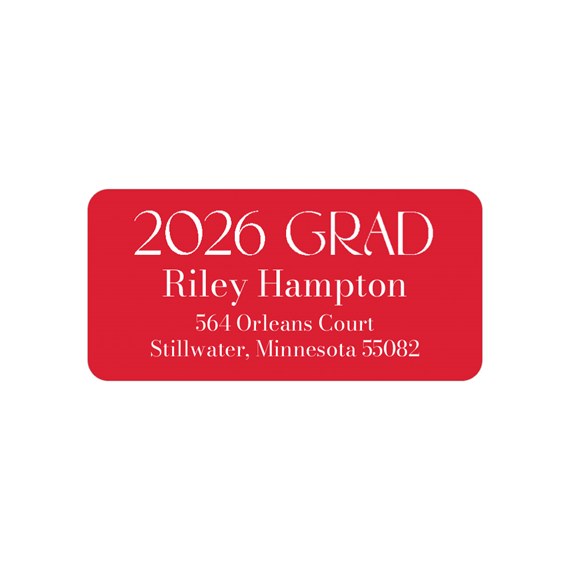 red address label with photo placeholder