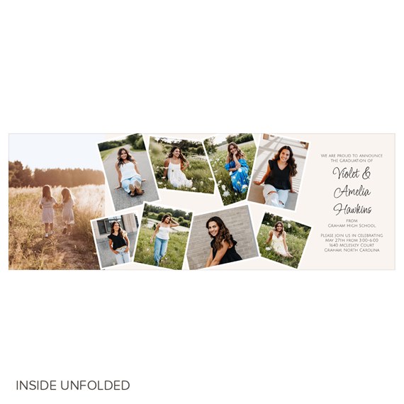 graduation announcement with photo placeholders and text area