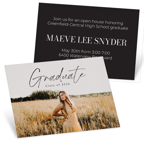 graduation invitation with photo placeholder and event details
