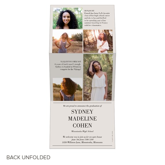 graduation invitation with photo placeholders and customizable text area