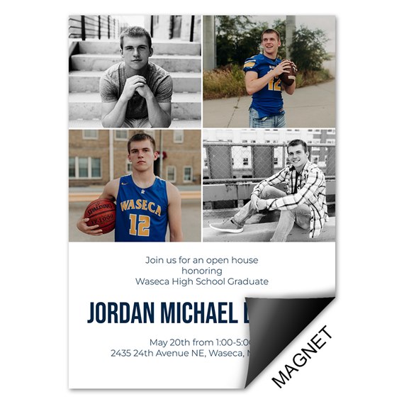 magnet with four photos and event details