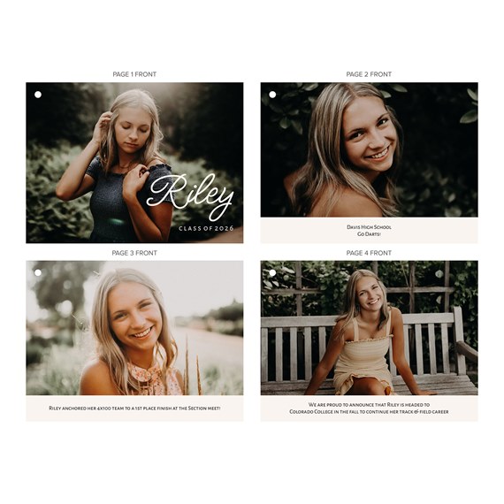 graduation invitation pages with photo placeholders and text