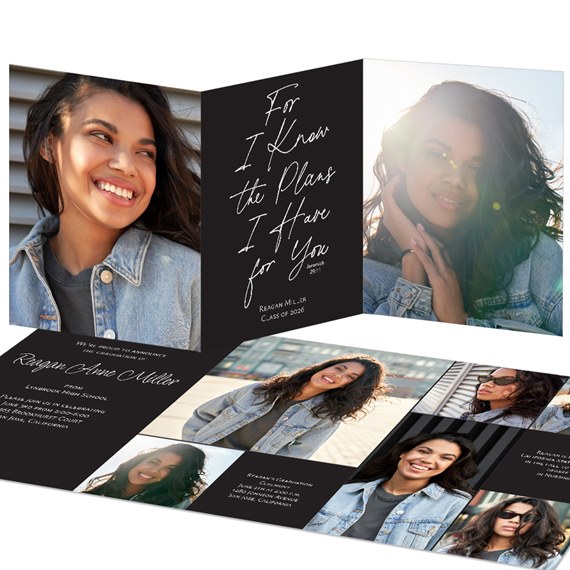 graduation announcement with photo placeholders and text areas