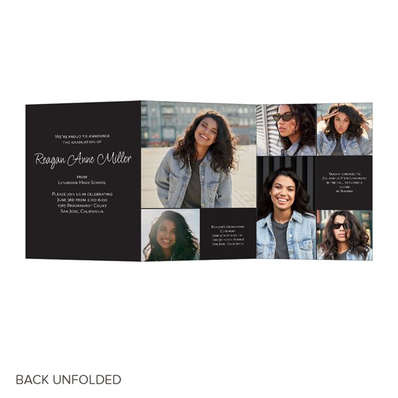graduation announcement with photo placeholders and event details