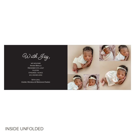 birth announcement card with photo area
