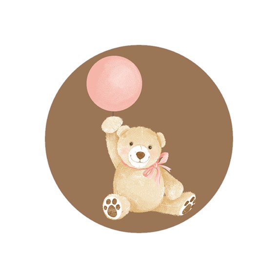 teddy bear with pink balloon illustration