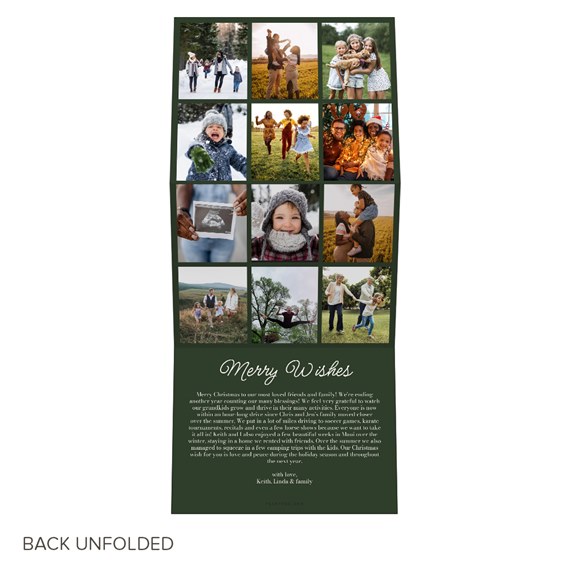 Christmas card with photo placeholders and customizable text area