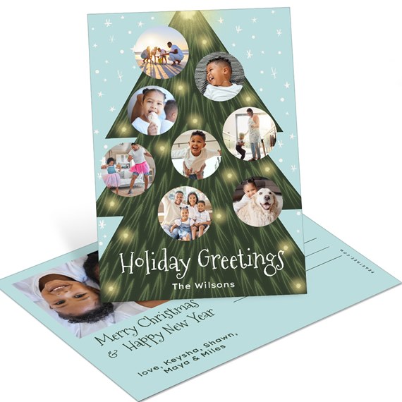 postcard with photo placeholders and holiday greeting text