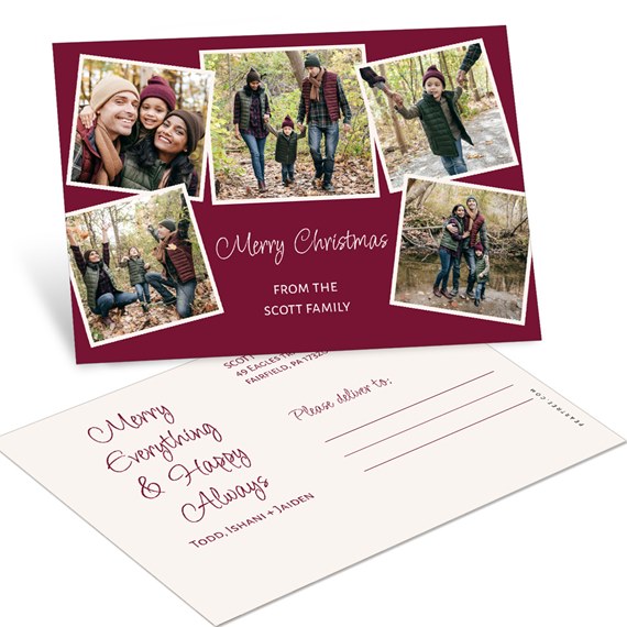 collage postcard with photo placeholders, Merry Christmas text