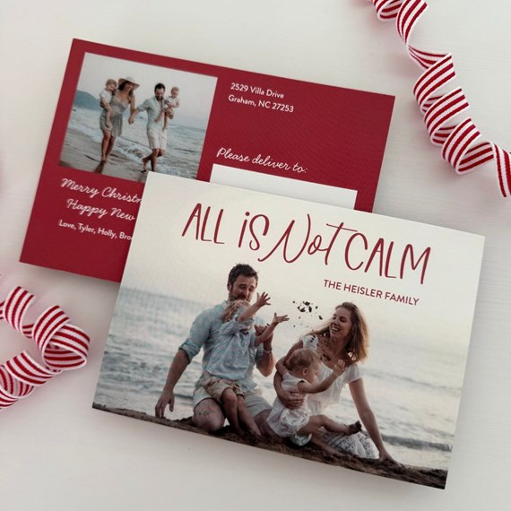 postcard with family photo area and customizable text