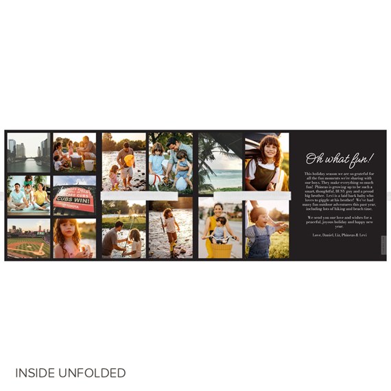 photo placeholders with decorative text area