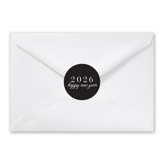white envelope with black seal, customizable text area