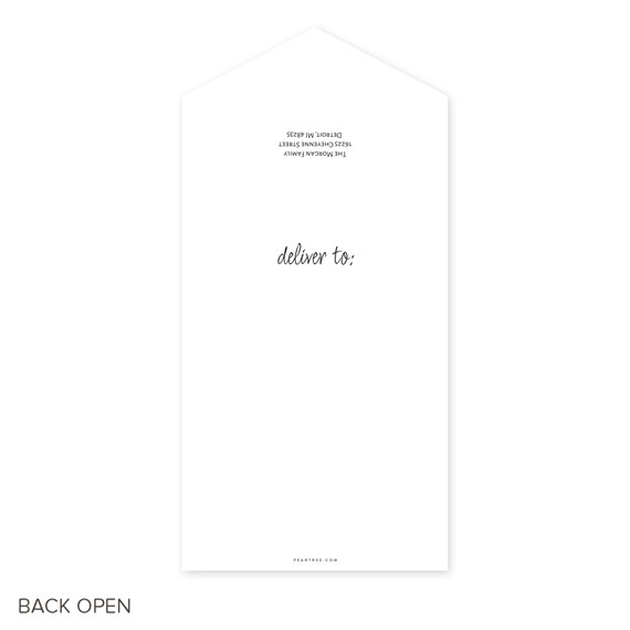 back of minimalist Christmas card with address area