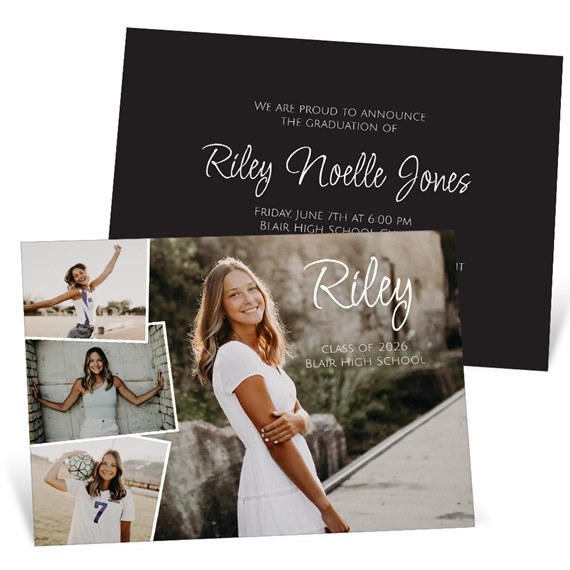 graduation invitation with photo collage and text details