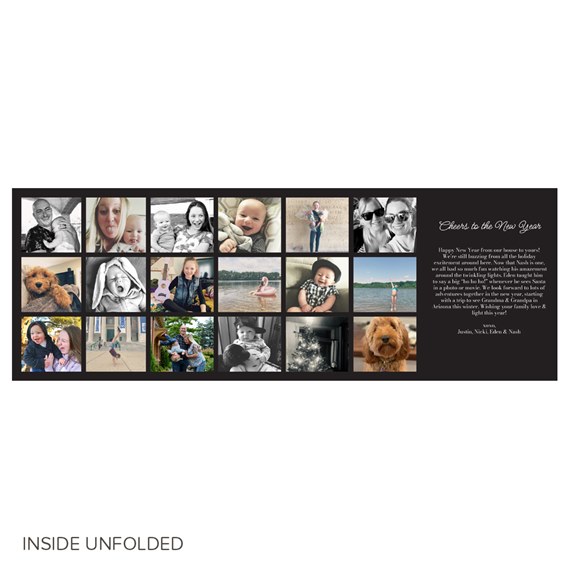 multi-photo card design with customizable text area