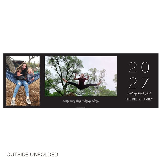 two photo placeholders with decorative text, black background
