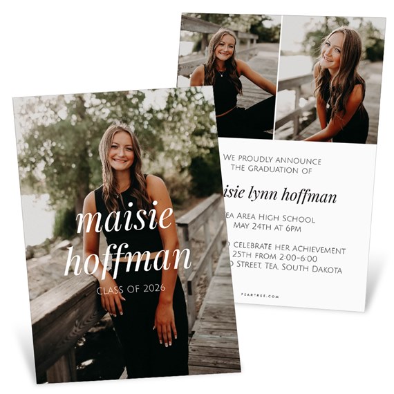 graduation announcement with photo area and event details