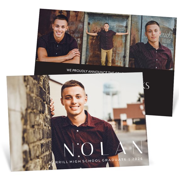 graduation invitation with customizable text area and photo placeholder