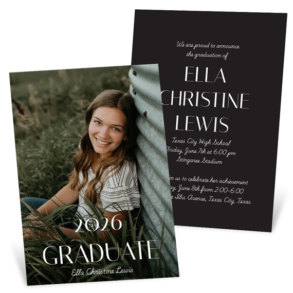 photo area on left, text on black background on right