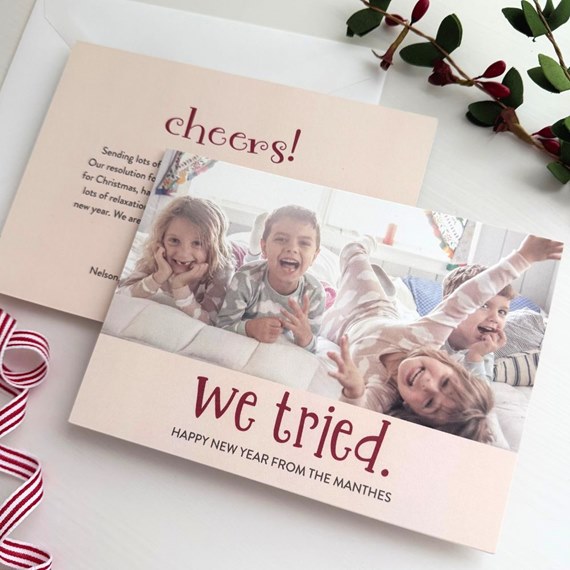 New Year card with photo area and text