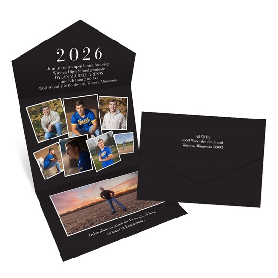 graduation announcement card with photo placeholders