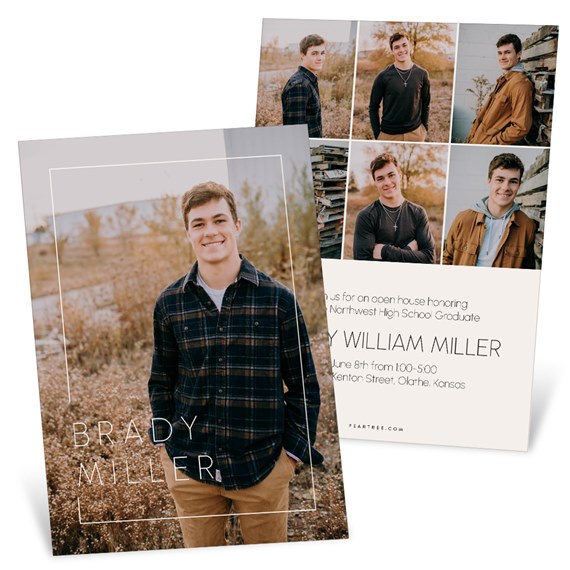 graduation invitation with photo placeholders and event details