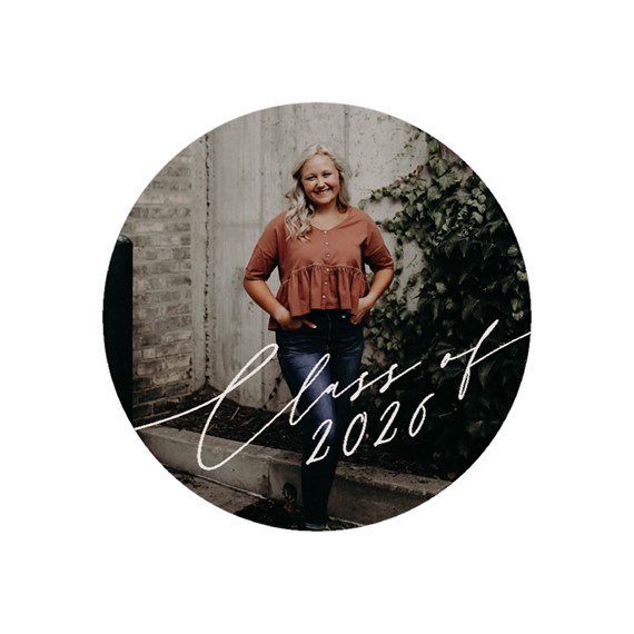 photo placeholder with circular frame and text 'Class of 2026'