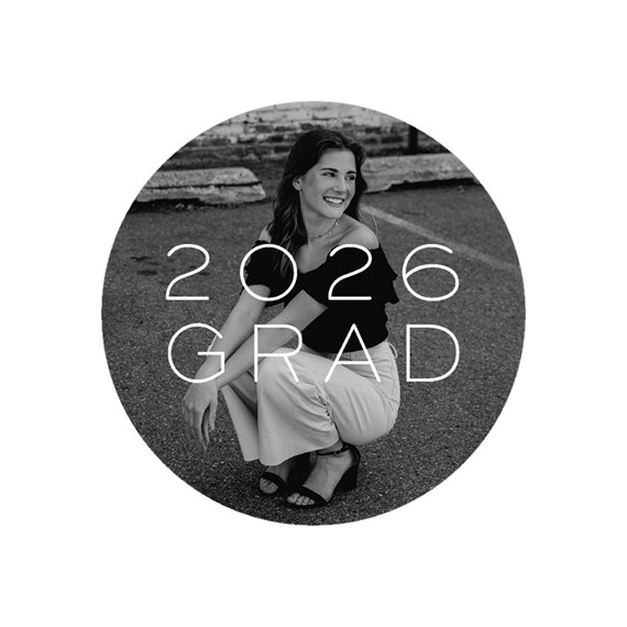 circle sticker with photo area and graduation text