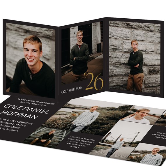 graduation announcement with photo placeholders and text