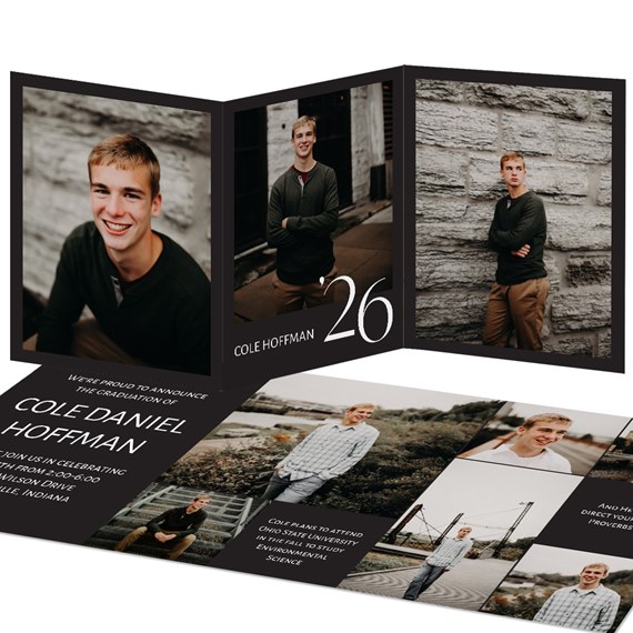 graduation announcement with photo placeholders and text areas