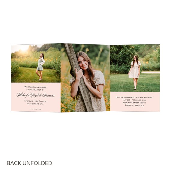 graduation invitation with photo placeholders and decorative text