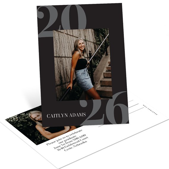 graduation announcement postcard with photo area