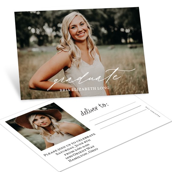 graduation announcement postcard with photo placeholders