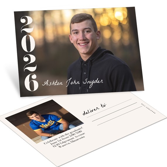graduation announcement postcard with photo area