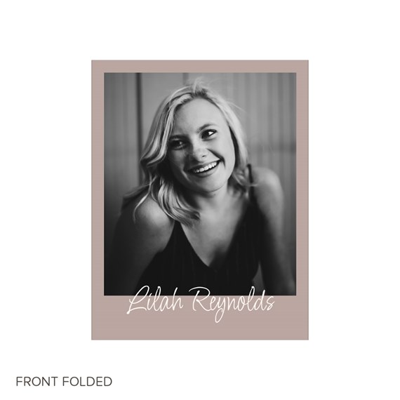 photo placeholder with pink border and text area