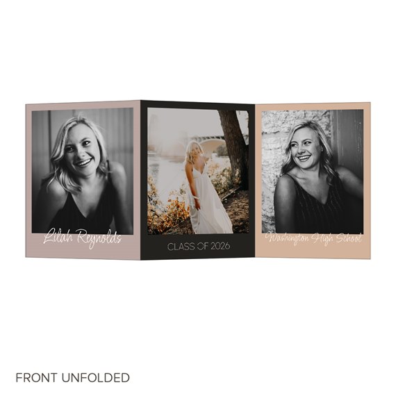 trifold graduation invitation with photo placeholders