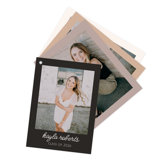 graduation party invitation with photo placeholder and layered backgrounds