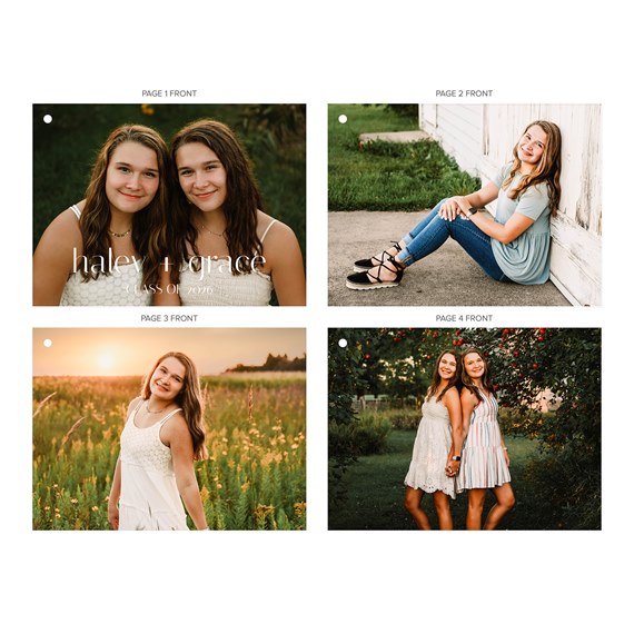 four-page graduation invitation with photo placeholders and text areas