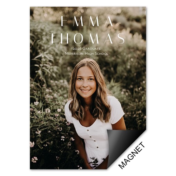 magnet with customizable photo area, graduation theme