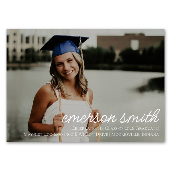 photo placeholder with text area for graduation announcement