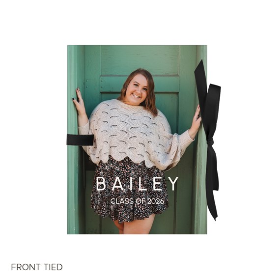 graduation announcement with photo placeholder and black ribbon
