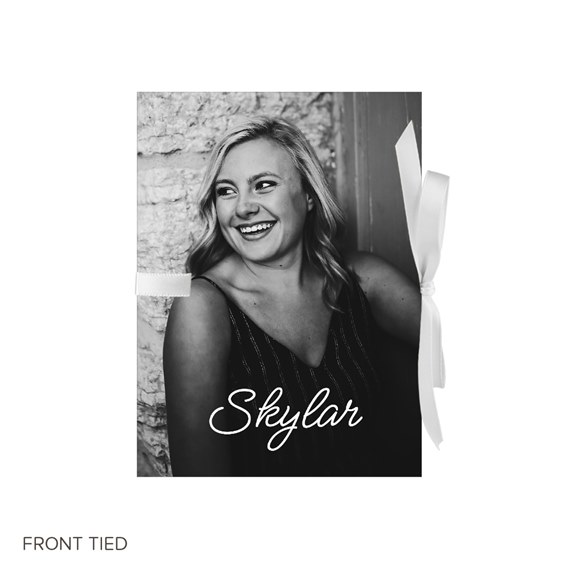 photo area with ribbon, customizable text area