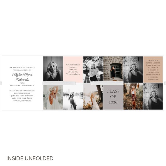 graduation invitation with photo placeholders and text