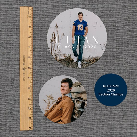 two circular photo placeholders with text