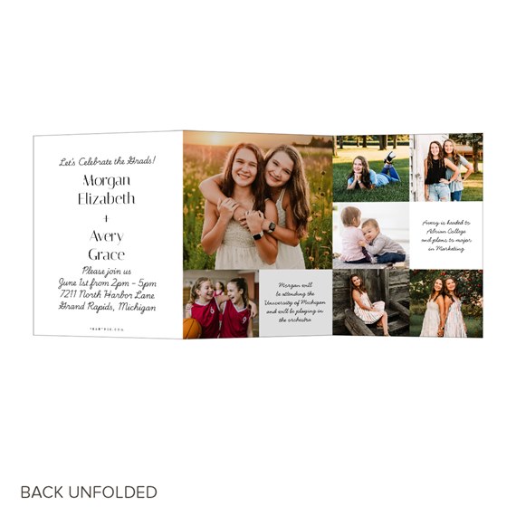 graduation announcement with photo placeholders and customizable text area