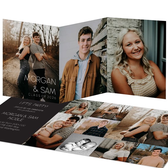 graduation invitation with photo placeholders and text