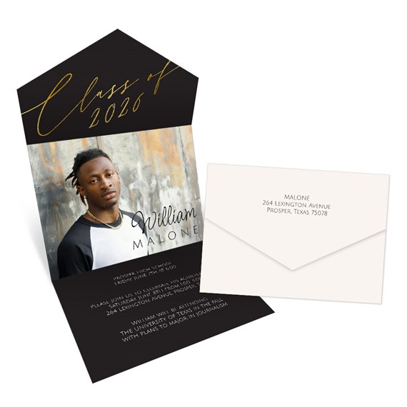 graduation invitation with photo placeholder and envelope